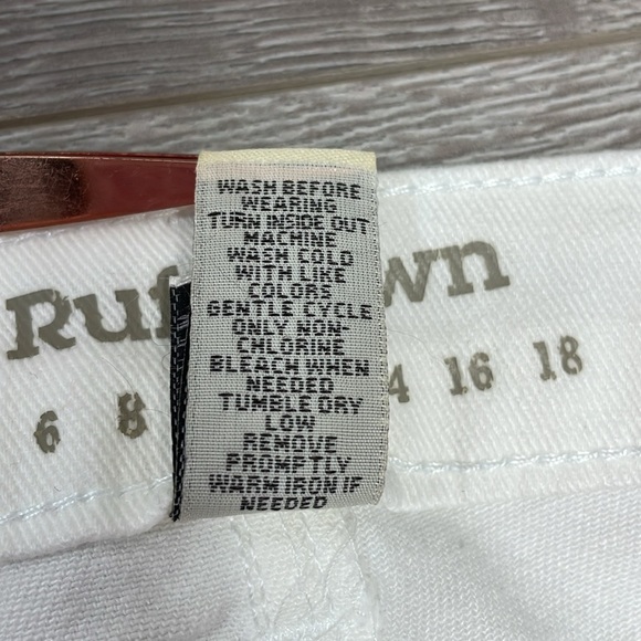 NWT Ruff Hewn True Crop White Denim Jeans Crochet Lace Pocket Detail 12 - Picture 13 of 16